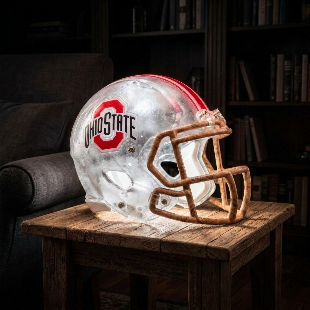 🏈 Handmade Football Helmet Lamp – LED Team Fan Cave Light with 32 Team Styles