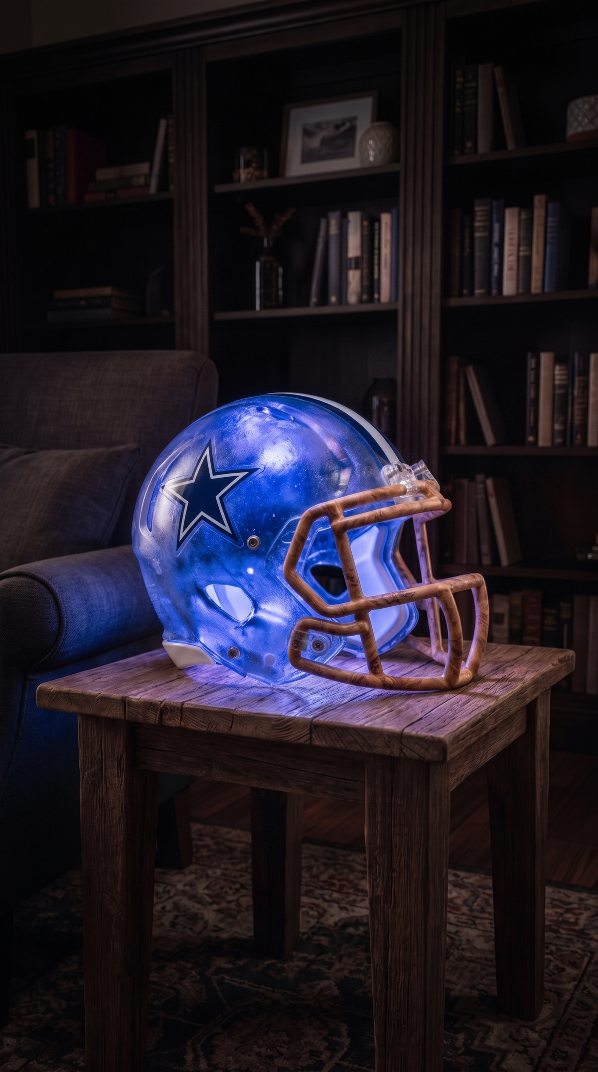 🏈 Handmade Football Helmet Lamp – LED Team Fan Cave Light with 32 Team Styles