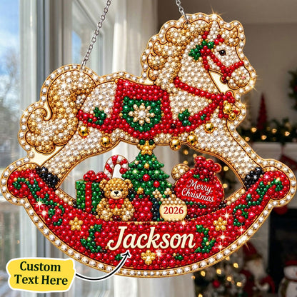 Personalized Baby Rocking Horse Diamond Art Hanging Ornament Kit