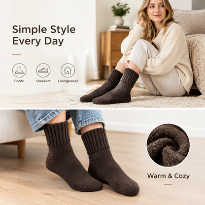 5 Pairs Women's Classical Mid-Calf Polyester Knitting Socks 🧦