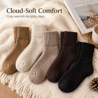 5 Pairs Women's Classical Mid-Calf Polyester Knitting Socks 🧦
