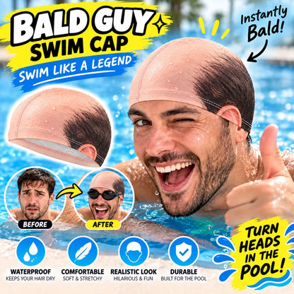 😂 Bald Guy Swim Cap – Realistic Bald Head Novelty Swimming Cap 💦