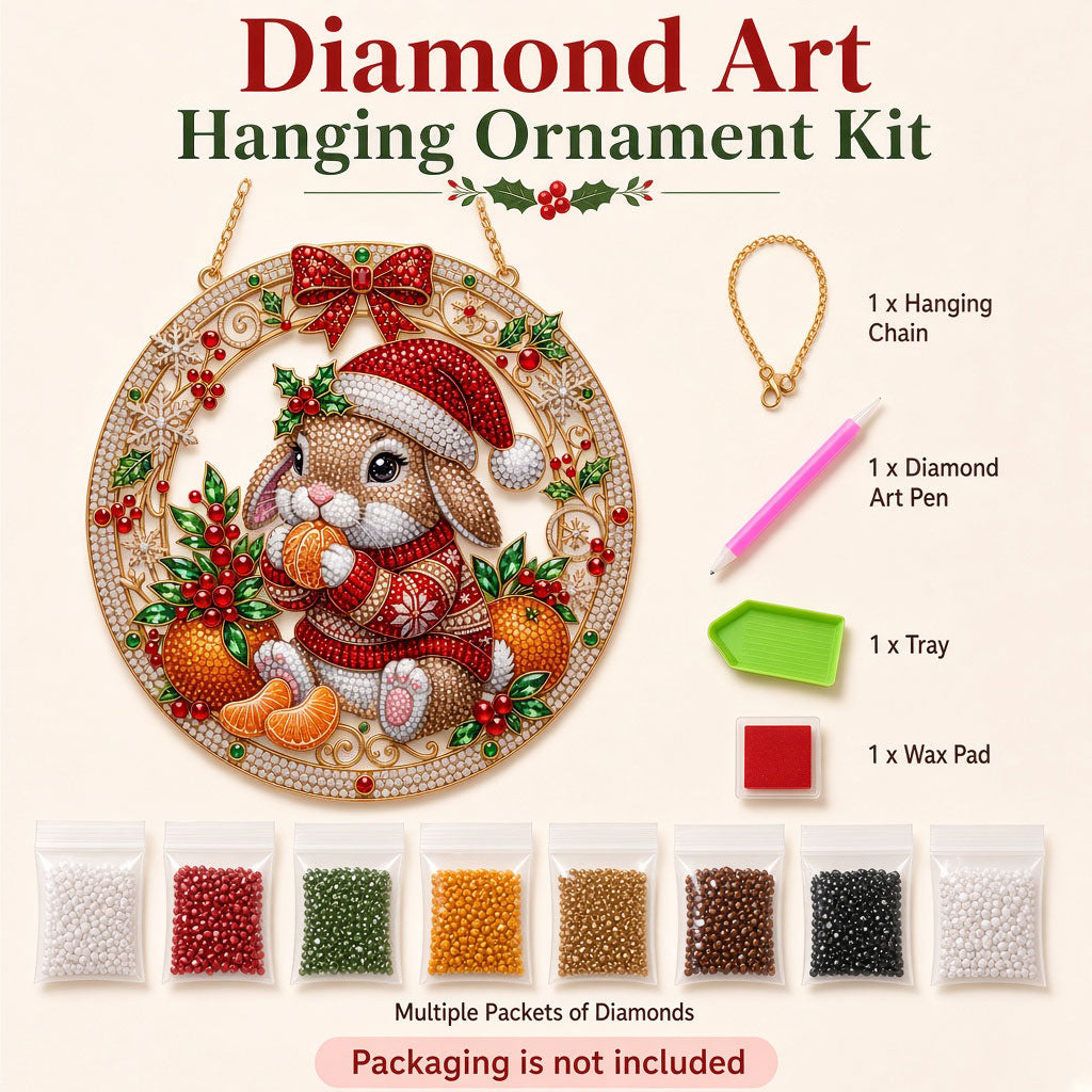 Christmas Bunny Wreath Diamond Art Hanging Ornament Kit