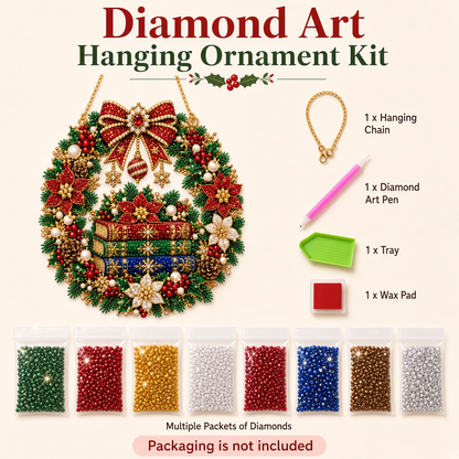 Christmas Book Wreath Diamond Art Hanging Ornament Kit