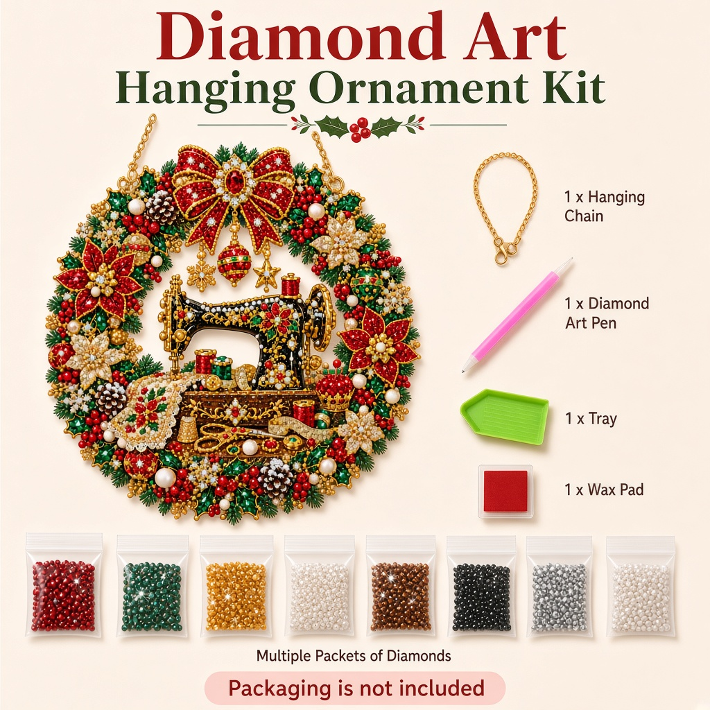 Christmas Sewing Wreath Diamond Art Hanging Ornament Kit