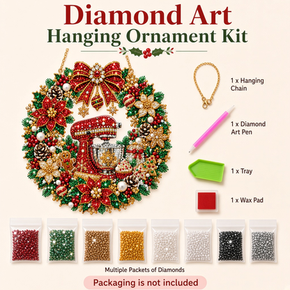 Christmas Baking Mixer Wreath Diamond Art Hanging Ornament Kit