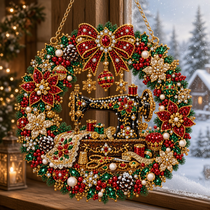 Christmas Sewing Wreath Diamond Art Hanging Ornament Kit