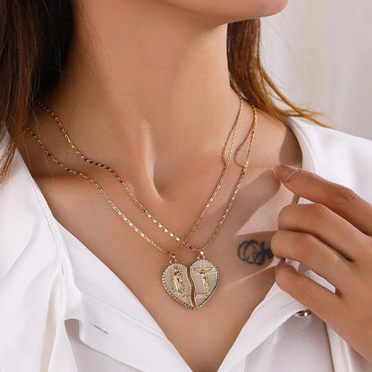 🔥Last Day 49% OFF - 🙏Virgin Mary Layered Heart Combination Prayer Couple Necklace
