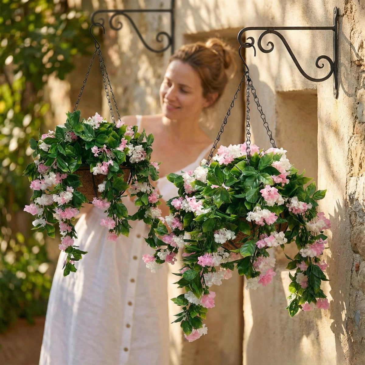 ✈️🌺Faux Crepe Myrtle Hanging Baskets – Ultra-Realistic🌸✨