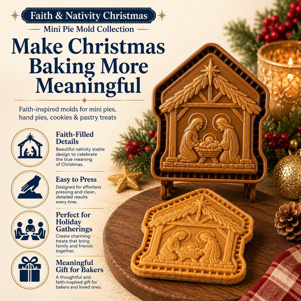 ✝️ Faith & Nativity Christmas Mini Pie Mold Collection