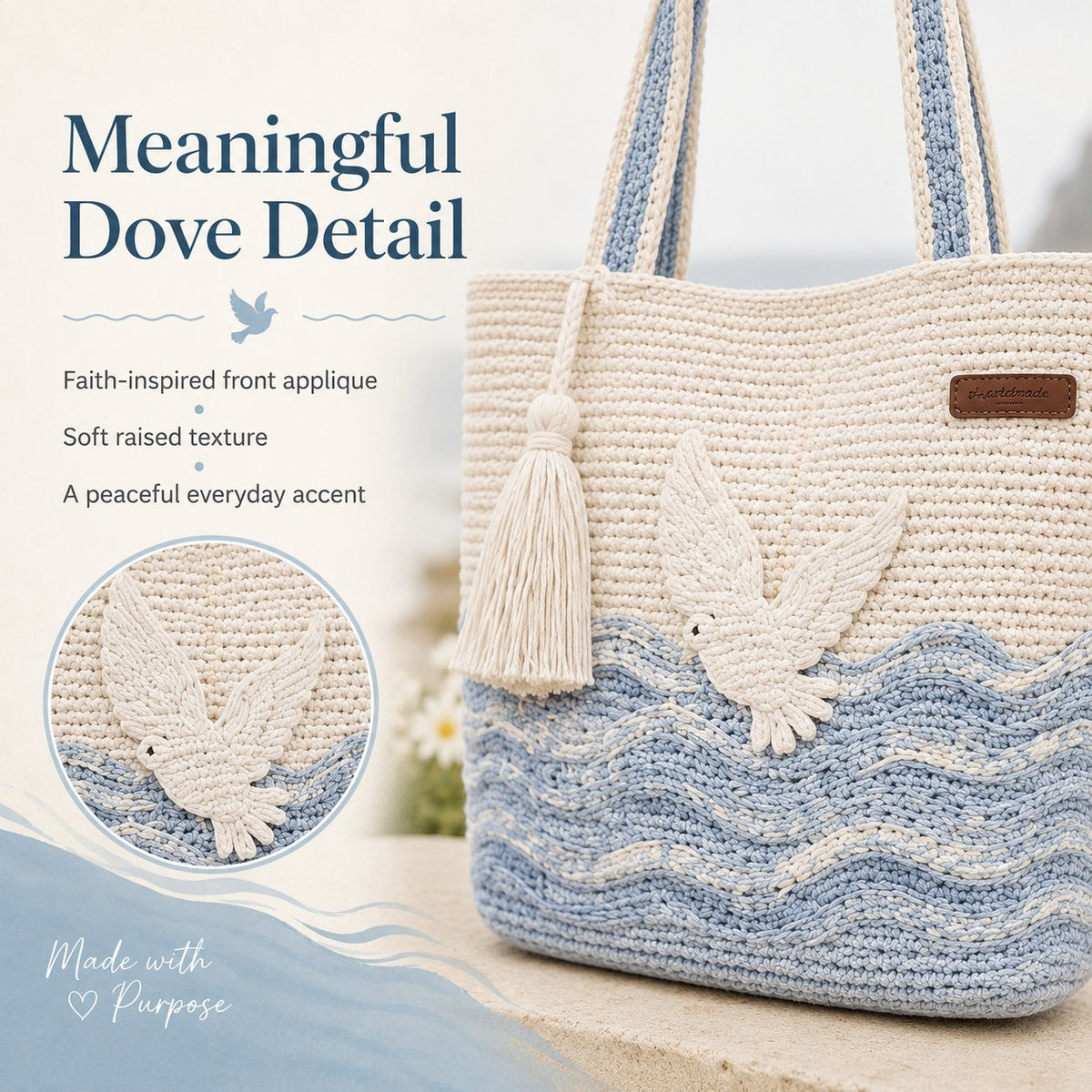 🔥Last Day 49% OFF - ✝️Handcrafted Faith-Inspired Dove Crochet Shoulder Bag