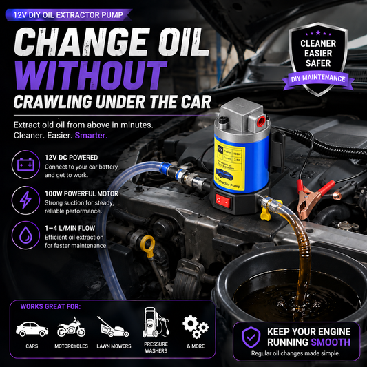 🔧12V Portable Oil Extractor – No Jack. No Ramp. Less Mess.