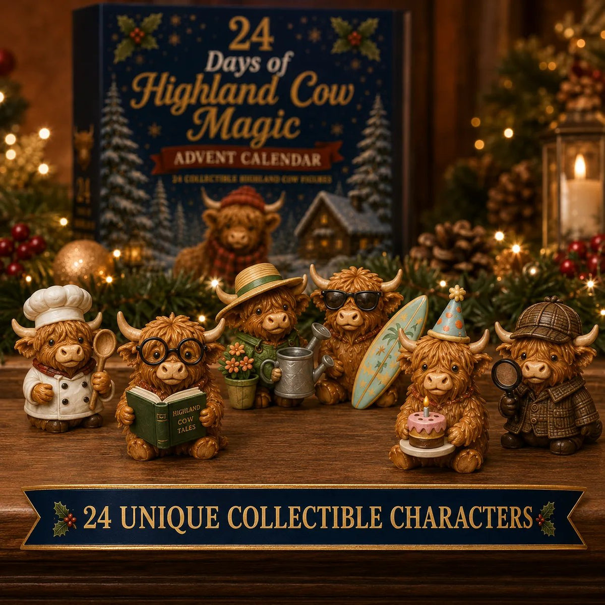 ⏳ Last Day 50% OFF – 🐮 24 Days of Highland Cow Advent Calendar | 24 Unique Highland Cow Characters with Different Outfits, Hobbies & Personalities for a Cozy Christmas Countdown 🎄