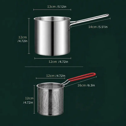 🔥Last Day 50% OFF - 🍟🏅🍟Personal Mini Deep Fryer Set – Stainless Steel Pot with Lift-Out Draining Basket & Food Tongs