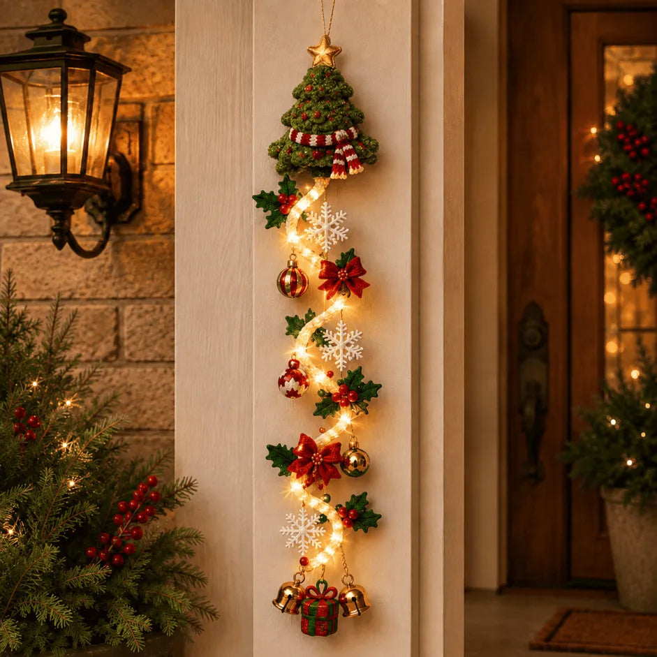 🎄Light-Up Christmas Door Hanger – 6 Festive Designs with Warm Holiday Glow ✨