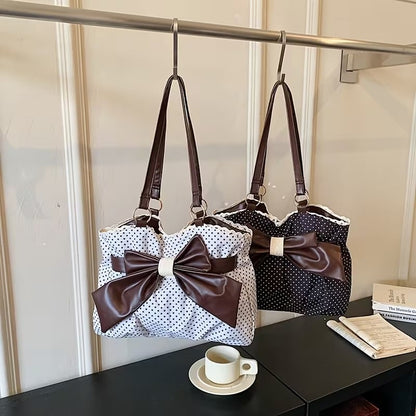 🔥Last Day 49% OFF - 🎀🖤 Trendy Polka-Dot Bow Tote Bag
