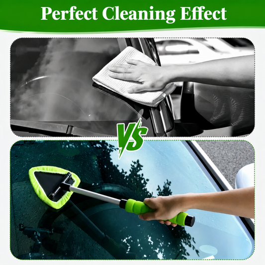 4 Pack Car Windshield Cleaning Tool Set, Extendable Rotatable Microfiber Window Cleaner Kit with 3 Washable Replacement Pads, Auto Glass Defogging Wiper for Windshield, Side Window, Sunroof & Rear Windshield