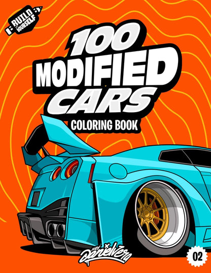 🖼️Beginner-Friendly-🎁100 Modified Cars Coloring Book(❤️HARDCOVER)
