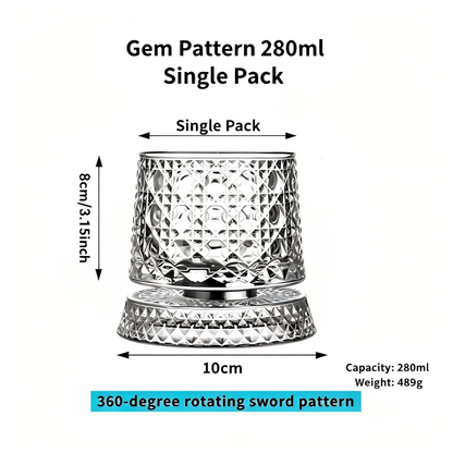 Luxury 360° Spinning Star Cut Crystal Glass for Whiskey Wine Stress Relief Gift
