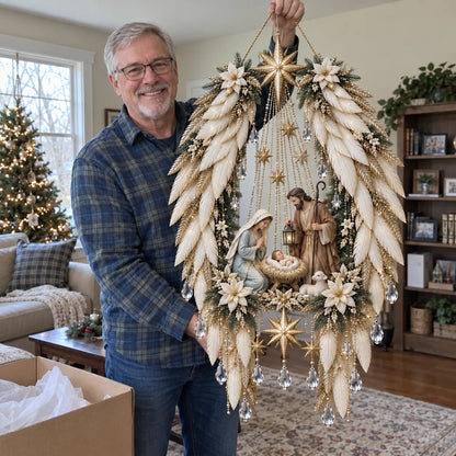 👼 Heavenly Angel Wings Nativity Light✨ – Lighted Christmas Wall Decor  ✈️