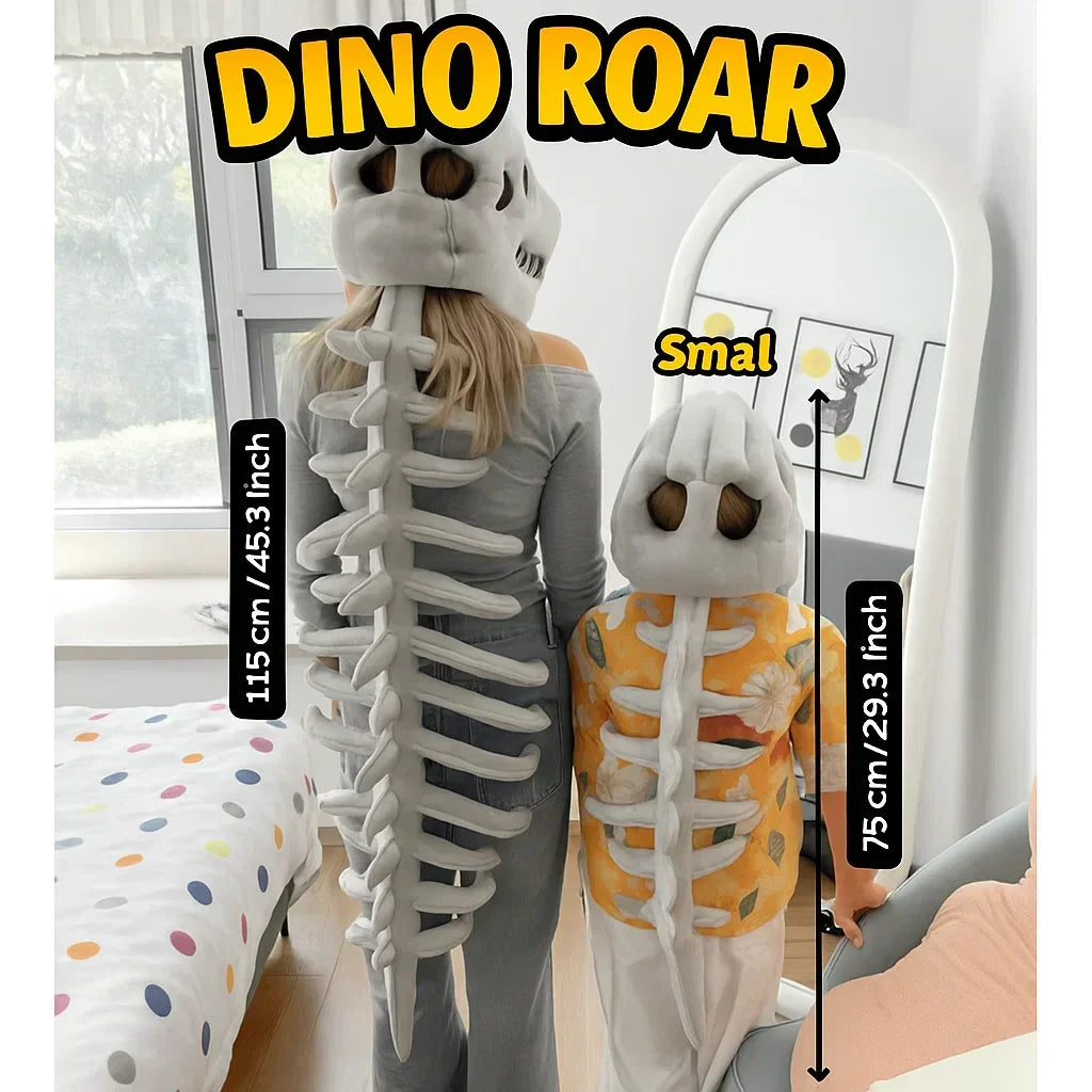 Dinosaur Skeleton Costume — Movable Jaw & Plush Tail (Ages 3-10)