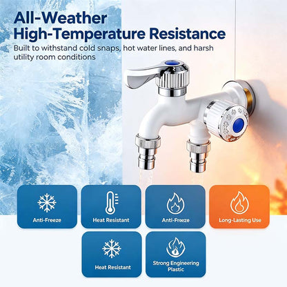 Dual Outlet Washing Machine Plastic Faucet, 1 In 2 Out Water Plastic Tap