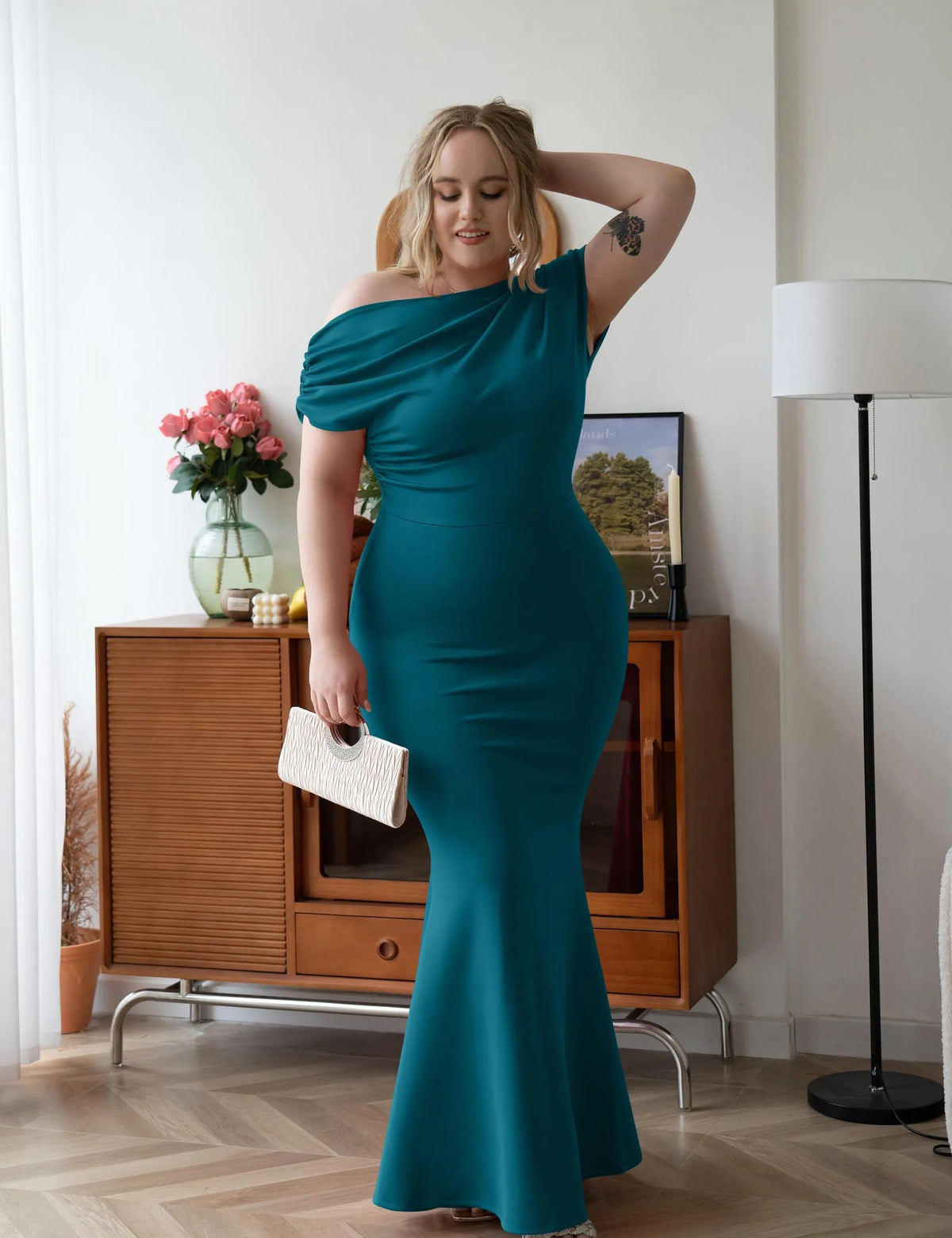 💃WOMEN'S ELEGANT SLEEVELESS OFF SHOULDER BODYCON LONG FORMAL PARTY EVENING DRESS(🔥Same as in the video)