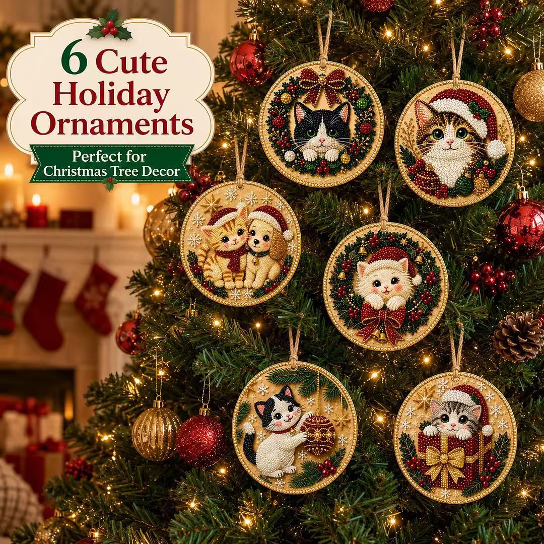 6-Piece Christmas Diamond Painting Ornament Kit – 4 Festive Collections