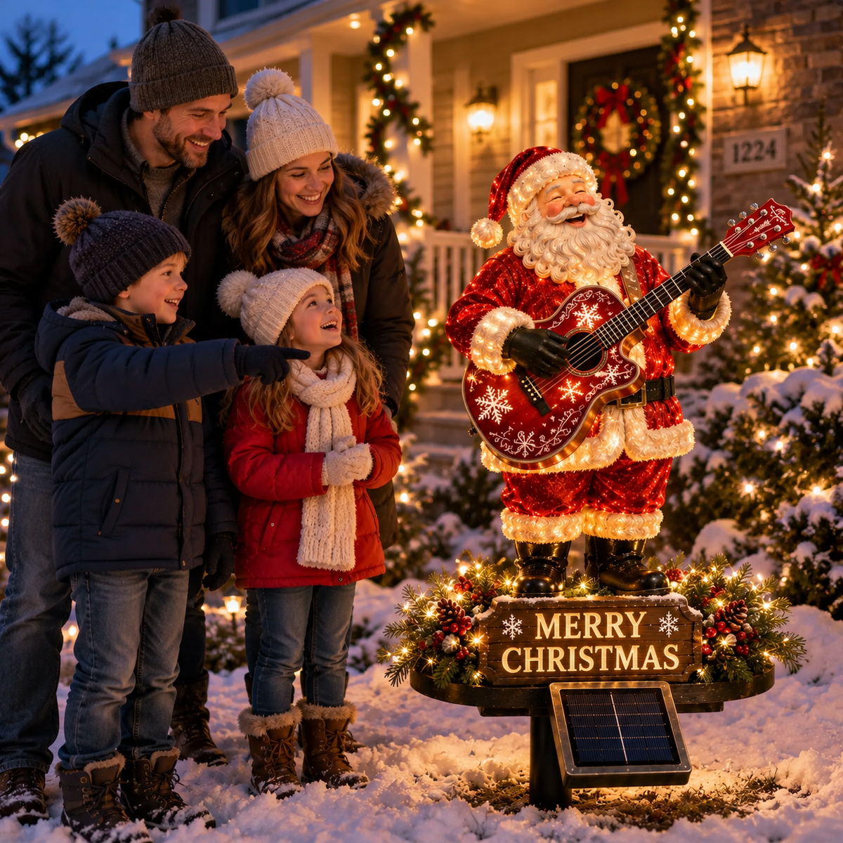 🔥49% Off Last Day Solar-Powered Light-Up Guitar Santa Christmas Yard Decoration