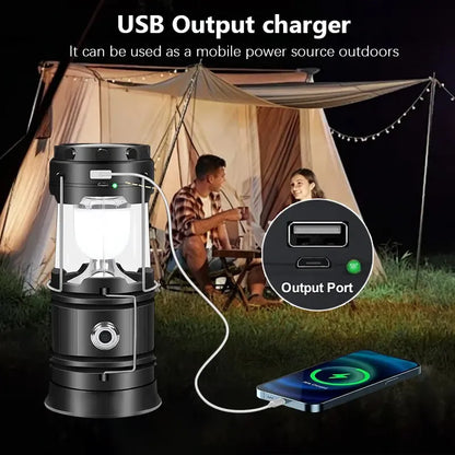Foldable Compact LED Lanterns💡- Durable, Waterproof, Solar-USB Rechargeable, Solar Powered, Brightness Adjustable, Heat/Freeze Ready, Batteries-Included Emergency Lights with Flashlight Mode