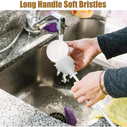 🌟! 🌟360° Silicone Bottle Cleaning Brush with Long Handle