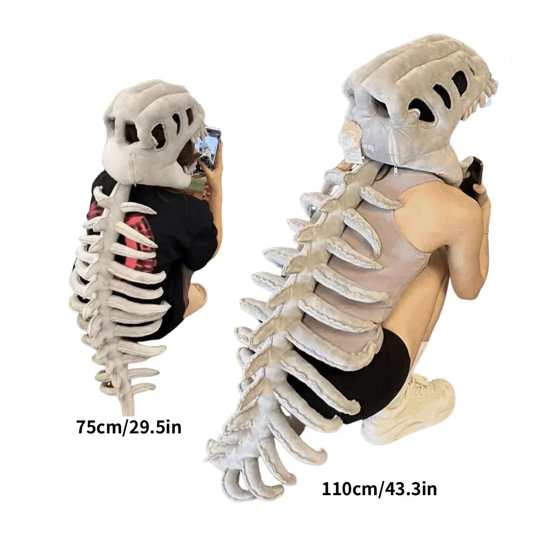 Dinosaur Skeleton Costume — Movable Jaw & Plush Tail (Ages 3-10)