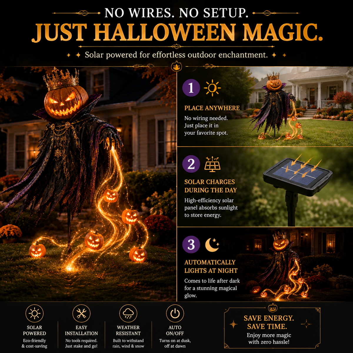 🎁Today 49% OFF🎃Pumpkin King Awakening™ – Flowing LED Halloween Yard Light
