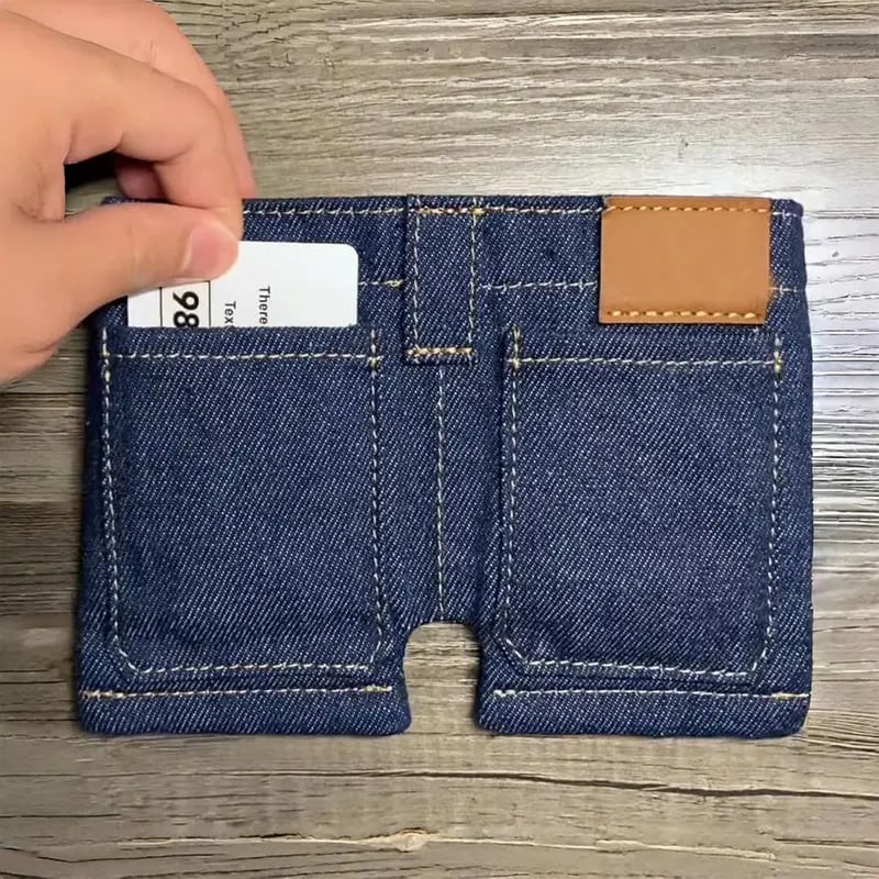 🏆Hot Sale⚡Mini Jeans Shaped Wallet - Denim Bifold Wallet for Men & Women
