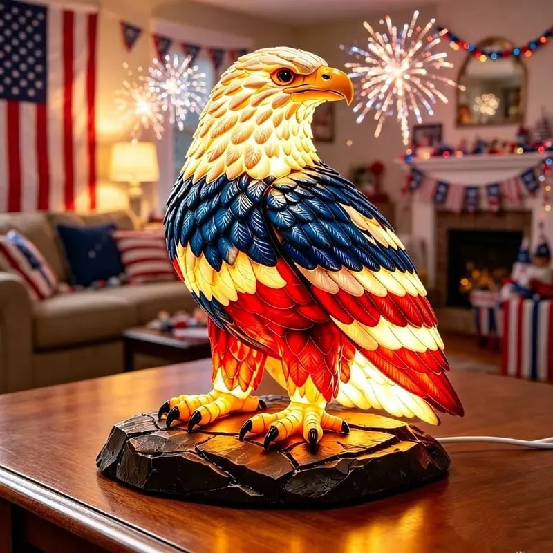 🔥Last Day 49% OFF - 🦅🌙U.S. 250th Eagle Stained Table Lamp✨