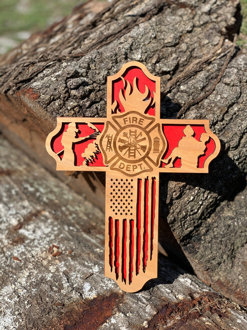 🔥LAST DAY 50% OFF - First Responder Wooden Cross(🎁Best Gift for firefighter)
