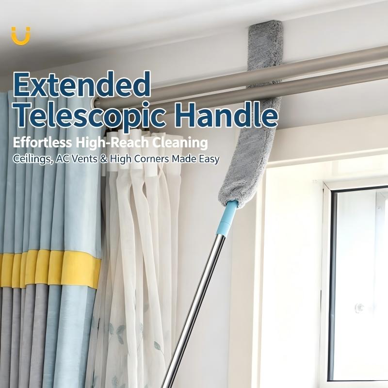 Extendable Under Bed Duster with Long Handle for Dust and Hair Removal Cleaning Tool