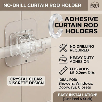 🔥Nail-Free Adjustable Curtain Rod Hooks