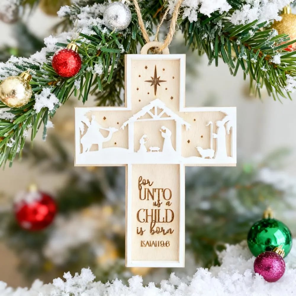 🎅Christmas Hot Sale🌟Handcrafted Wooden Nativity Ornament: 3D Christmas Scene