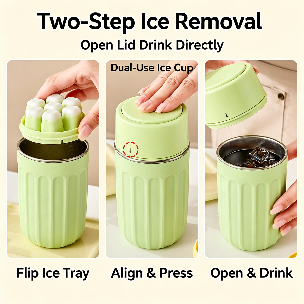 2-in-1 Ice Cup with Press Ice Tray