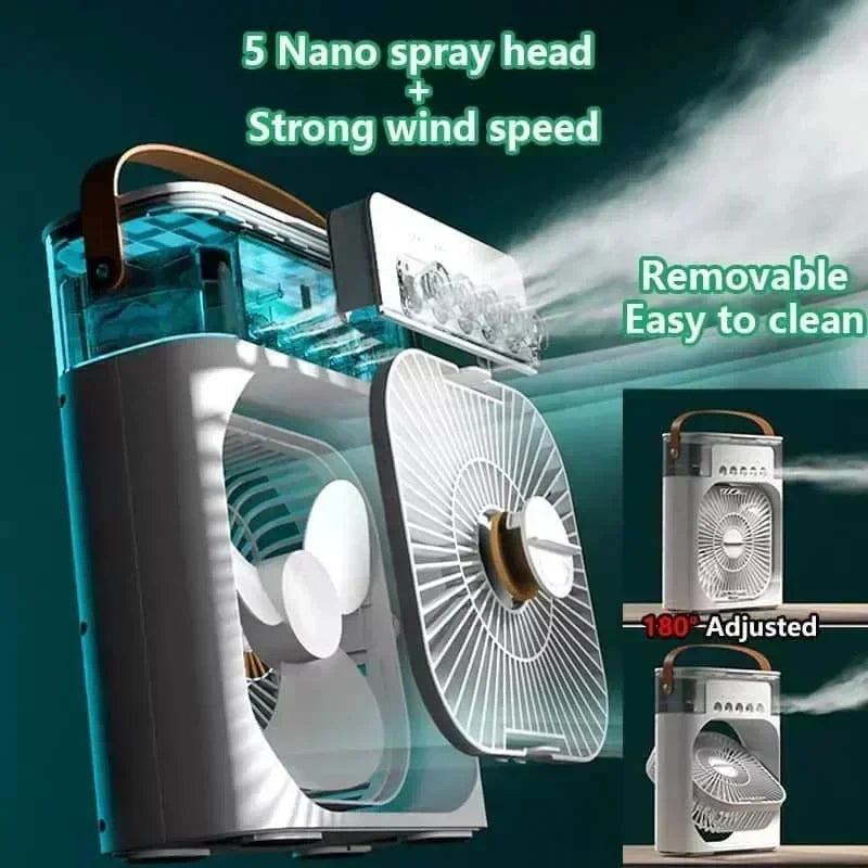 Portable Air Cooler Humidifier Fan with LED Night Light