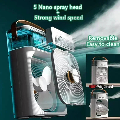 Portable Air Cooler Humidifier Fan with LED Night Light