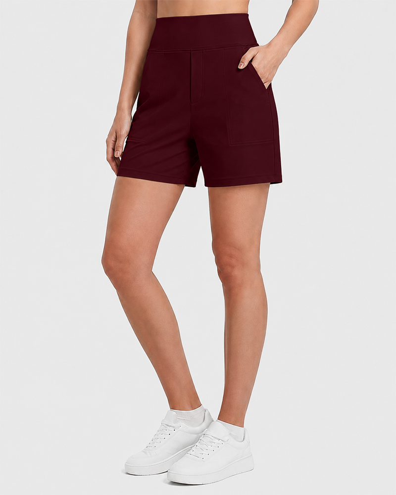 Women's High-Waisted Athletic Bermuda Shorts with Pockets – Running, Yoga, Summer Casual Activewear