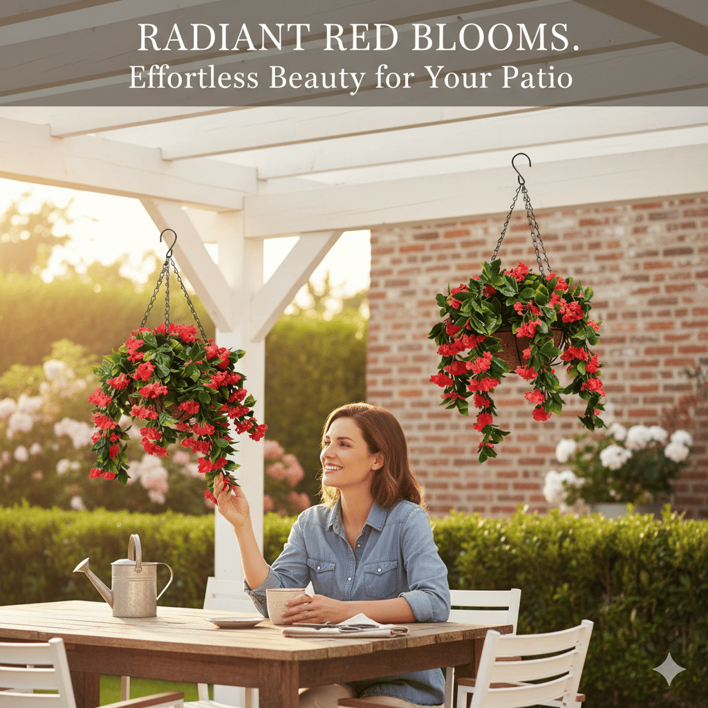 ✈️🌺Faux Crepe Myrtle Hanging Baskets – Ultra-Realistic🌸✨