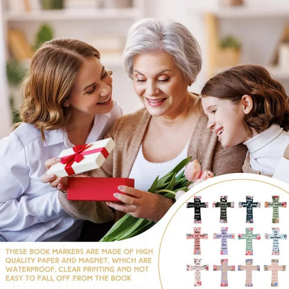 🔥LAST DAY 📖12 Pcs Magnetic Cross Bookmarks Gifts for Bible Study, Readers, Teachers, Students🌸✝️
