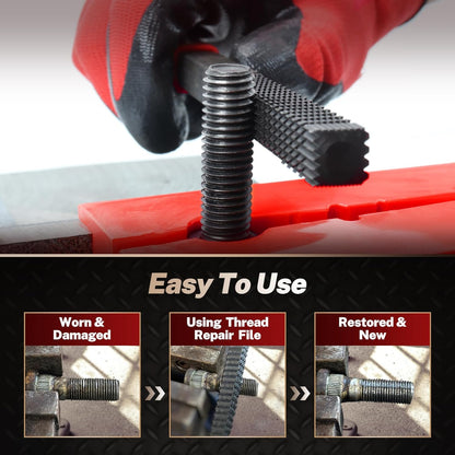 🛠️🔩 3Pcs SAE & Metric Thread Repair File Set