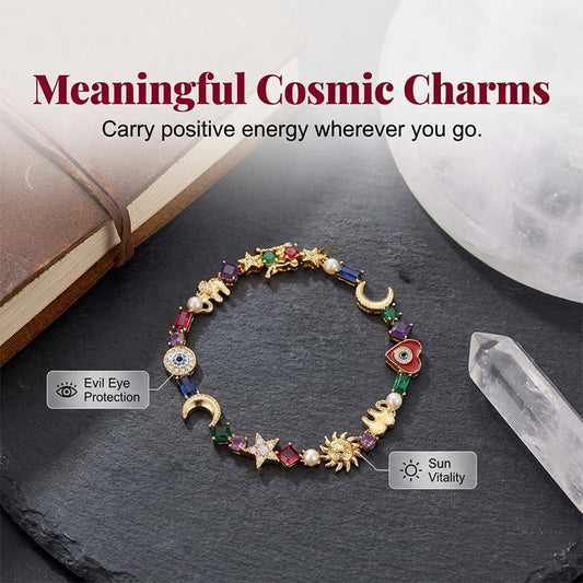 🔥Last Day 49% OFF - 💫🔮 Celestial Charm Bracelet – ✨Sun, Moon, Stars, Multi-Color Crystals
