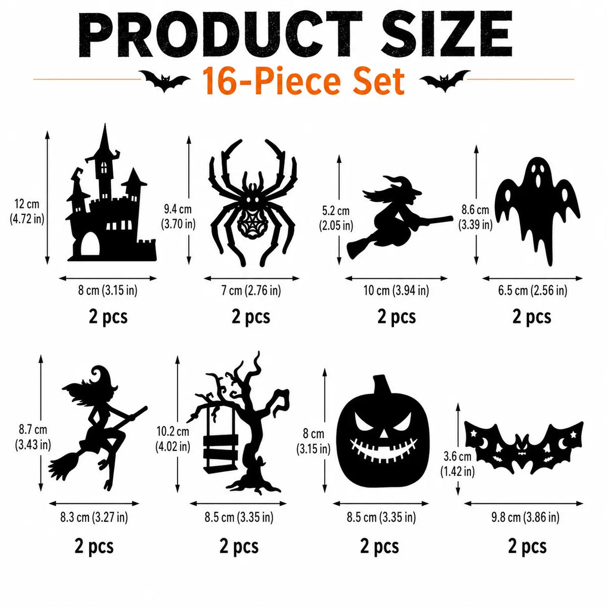 Halloween LED Silhouette Wall Light Stickers, Battery Powered Peel & Stick Decor Lights🦇
