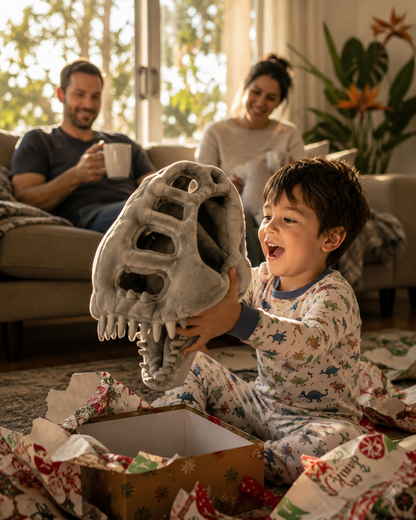 Dinosaur Skeleton Costume — Movable Jaw & Plush Tail (Ages 3-10)