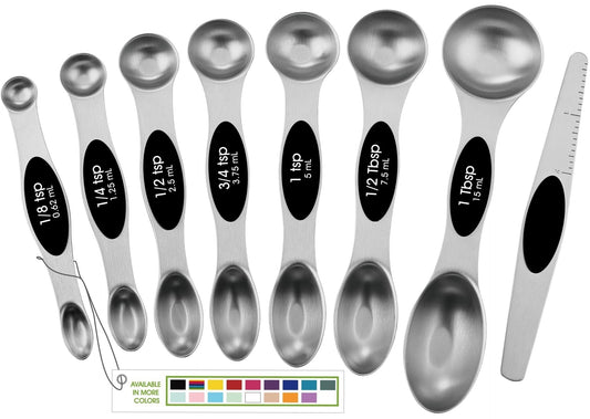 8-Piece Stainless Steel Magnetic Measuring Spoons Set with Leveler